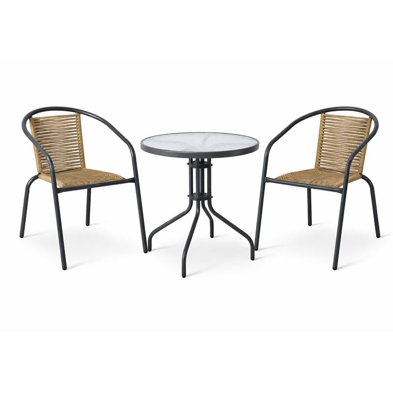 mika-set-kipou-verantas-trapezi-2-polythrones-metallo-vafi-anthraki-pe-rattan-fysiko-enlarge MIKA Set Κήπου - Βεράντας: Τραπέζι + 2 Πολυθρόνες Μέταλλο Βαφή Ανθρακί, PE Rattan Φυσικό Table:Φ60x70 Chair:54x69x73cm - Image 1