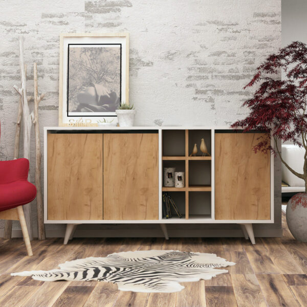 ΜΠΟΥΦΕΣ ΜΕΛΑΜΙΝΗΣ BRIAR ΛΕΥΚΟΣ ΜΕ ΚΑΡΥΔΙ ΠΟΡΤΕΣ 140x40x86Yεκ.HM9432.01 - Image 4