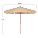 ΟΜΠΡΕΛΑ ΕΠΑΓΓΕΛΜΑΤΙΚΗ WALLER Φ3,00 ΜΕ ΞΥΛΙΝΟ ΣΚΕΛΕΤΟ HM6020 ΜΠΕΖ - Image 2