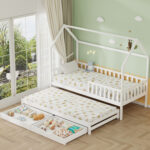 ΠΑΙΔΙΚΟ ΚΡΕΒΑΤΙ ΜΕ ΣΤΡΩΜΑΤΑ & ΣΥΡΤΑΡΙΑ PHYLLIS HM21323 ΞΥΛΟ ΠΕΥΚΟΥ ΛΕΥΚΟ 206x97x166Υεκ - Image 2