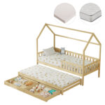 ΠΑΙΔΙΚΟ ΚΡΕΒΑΤΙ ΜΕ ΣΤΡΩΜΑΤΑ & ΣΥΡΤΑΡΙΑ PHYLLIS HM21322 ΞΥΛΟ ΠΕΥΚΟΥ 206x97x166Υεκ