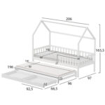 ΠΑΙΔΙΚΟ ΚΡΕΒΑΤΙ ΜΕ ΣΤΡΩΜΑΤΑ & ΣΥΡΤΑΡΙΑ PHYLLIS HM21323 ΞΥΛΟ ΠΕΥΚΟΥ ΛΕΥΚΟ 206x97x166Υεκ - Image 3