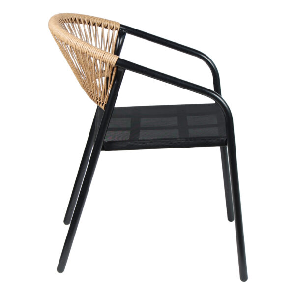 ΠΟΛΥΘΡΟΝΑ HOMAN HM6430.03 ΜΑΥΡΟ ΜΕΤΑΛΛΟ & TEXTILENE--ΜΠΕΖ P.E.RATTAN 53x58x75Υεκ - Image 4