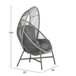 ΠΟΛΥΘΡΟΝΑ-ΦΩΛΙΑ RULER HM6506.01 ΓΚΡΙ ΜΕΤΑΛΛΟ-P.E.RATTAN-ΜΑΞΙΛΑΡΙΑ 90x85x149Υεκ - Image 2