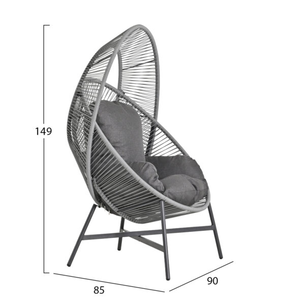 ΠΟΛΥΘΡΟΝΑ-ΦΩΛΙΑ RULER HM6506.01 ΓΚΡΙ ΜΕΤΑΛΛΟ-P.E.RATTAN-ΜΑΞΙΛΑΡΙΑ 90x85x149Υεκ - Image 2