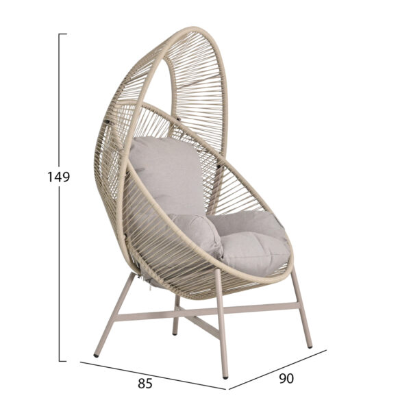 ΠΟΛΥΘΡΟΝΑ-ΦΩΛΙΑ RULER HM6506.02 ΜΟΚΑ ΜΕΤΑΛΛΟ-P.E.RATTAN--ΓΚΡΙ ΜΑΞΙΛΑΡΙΑ 90x85x149Υεκ - Image 2