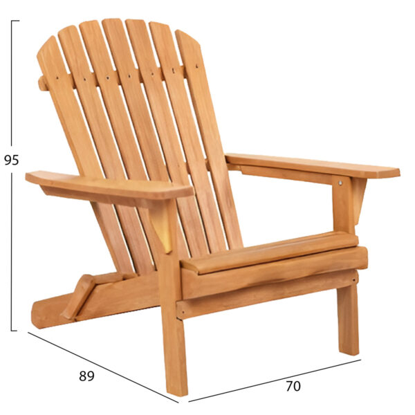 ΠΟΛΥΘΡΟΝΑ LOUNGE ΠΤΥΣΣΟΜΕΝΗ SKALL HM6619 ΞΥΛΟ TEAK ΦΥΣΙΚΟ 70x89x95Υεκ. - Image 2