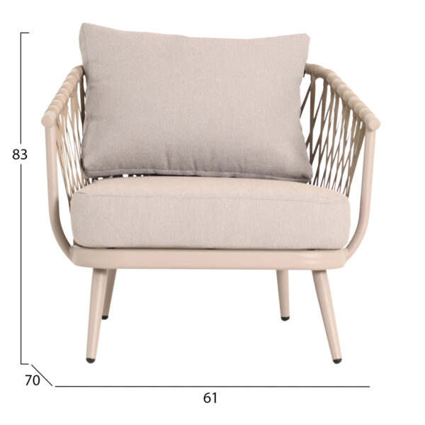 ΣΕΤ ΣΑΛΟΝΙ ΕΞ.ΧΩΡΟΥ 4 ΘΕΣΕΩΝ WILLA HM6505.02 ΑΛΟΥΜΙΝΙΟ-ΣΧΟΙΝΙ ΜΠΕΖ--ΜΑΞΙΛΑΡΙΑ ΓΚΡΙ - Image 3