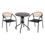 ΣΕΤ ΤΡΑΠΕΖΑΡΙΑΣ 3ΤΜΧ LINO HM10728 2 ΜΕΤΑΛ. ΚΑΡΕΚΛΕΣ--ΣΤΡΟΓΓΥΛΟ ΤΡΑΠΕΖΙ Φ60εκ ΜΑΥΡΟ