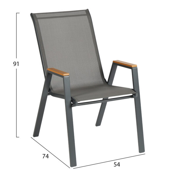 ΣΕΤ ΤΡΑΠΕΖΑΡΙΑΣ 3ΤΜΧ FIGO HM10730.01-- 2 ΚΑΡΕΚΛΕΣ & ΤΕΤΡΑΓΩΝΟ ΤΡΑΠΕΖΙ 70x70εκ ΓΚΡΙ - Image 3