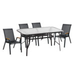 ΣΕΤ ΤΡΑΠΕΖΑΡΙΑΣ 5ΤΜΧ BRUNO HM10729.03 ΚΑΡΕΚΛΕΣ ΜΕΤΑΛΛΙΚΕΣ & ΤΡΑΠΕΖΙ 150x90εκ ΜΑΥΡΟ