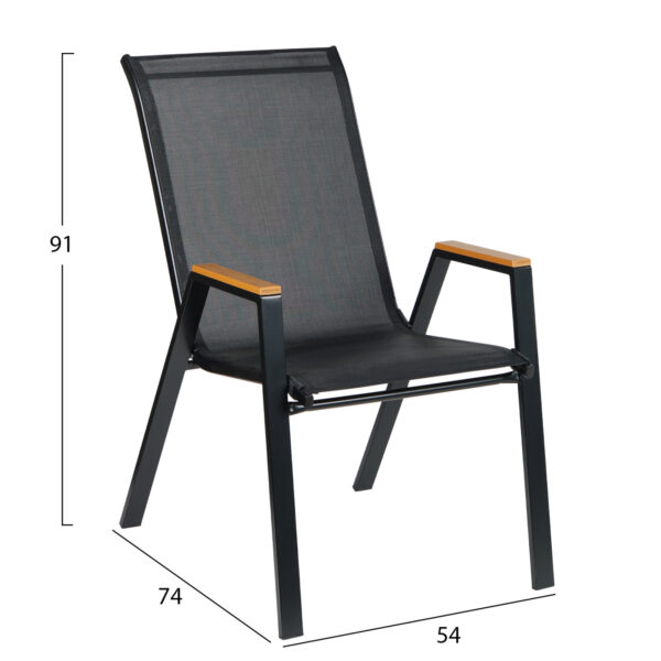 ΣΕΤ ΤΡΑΠΕΖΑΡΙΑΣ 5ΤΜΧ BRUNO HM10729.03 ΚΑΡΕΚΛΕΣ ΜΕΤΑΛΛΙΚΕΣ & ΤΡΑΠΕΖΙ 150x90εκ ΜΑΥΡΟ - Image 3