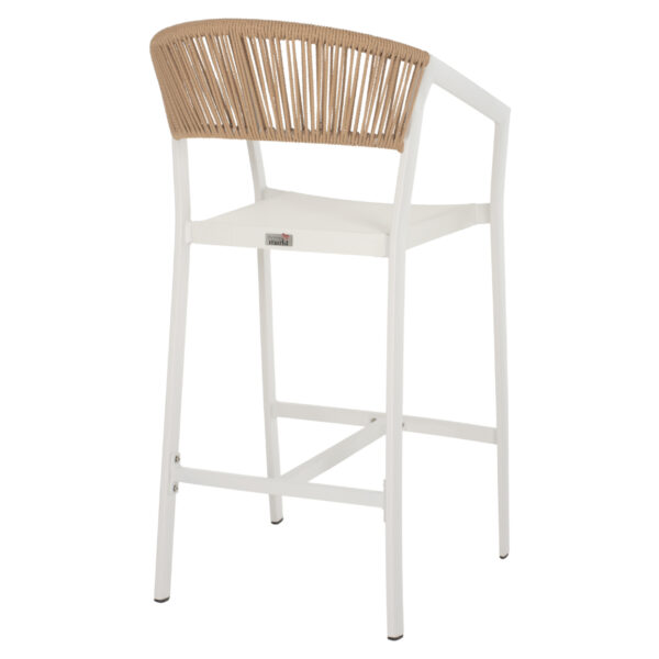 ΣΚΑΜΠΟ ΑΛΟΥΜΙΝΙΟΥ MIRI ΛΕΥΚΟ ΜΕ ΜΠΡΑΤΣΑ RATTAN & TEXTLINE 56x58x105Yεκ. HM5892.22 - Image 4