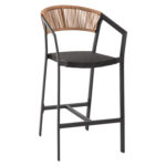 ΣΚΑΜΠΟ ΑΛΟΥΜΙΝΙΟΥ MIRI ΜΑΥΡΟ ΜΕ ΜΠΡΑΤΣΑ-RATTAN ΜΠΕΖ & TEXTLINE HM5892.05 56x58x105Y εκ.