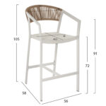 ΣΚΑΜΠΟ ΑΛΟΥΜΙΝΙΟΥ ΜΕ ΜΠΡΑΤΣΑ MIRI ΛΕΥΚΟ PE RATTAN ΠΛΑΤΗ TEXTLINE 56x58x105Y εκ.HM5892.02 - Image 2