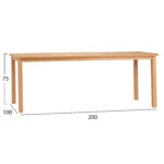 ΤΡΑΠΕΖΙ ΟΡΘΟΓΩΝΙΟ FINTO HM6616 ΞΥΛΟ TEAK--ΦΥΣΙΚΟ 200x100x75Υεκ. - Image 2
