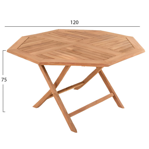 ΤΡΑΠΕΖΙ ΠΟΛΥΓΩΝΟ ΠΤΥΣΣΟΜΕΝΟ KARLIN HM6618 ΞΥΛΟ TEAK ΣΕ ΦΥΣΙΚΟ ΧΡΩΜΑ 120x120x75Yεκ. - Image 2
