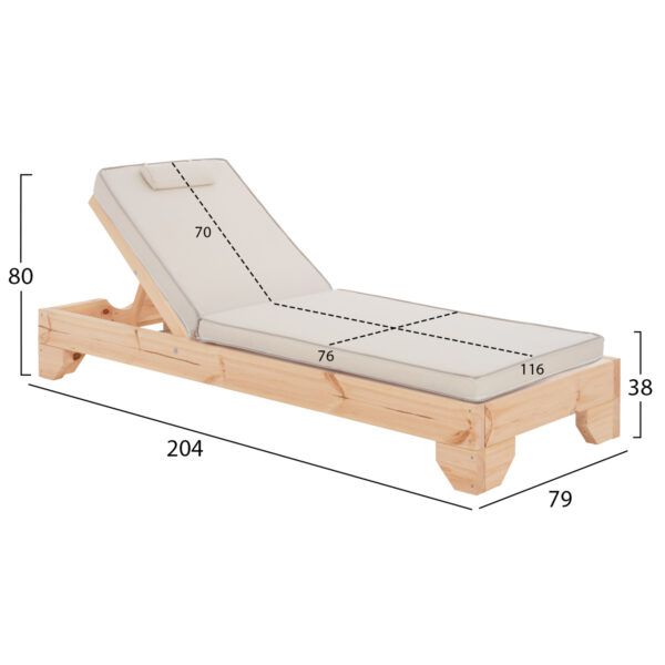 ΞΑΠΛΩΣΤΡΑ ΜΕ ΜΑΞΙΛΑΡΙ ΚΟΡΙΝΟΣ HM10793.60T ΞΥΛΟ ΠΕΥΚΟΥ--TEXTILENE ΣΕ ΕΚΡΟΥ 79x204x80Υεκ - Image 2