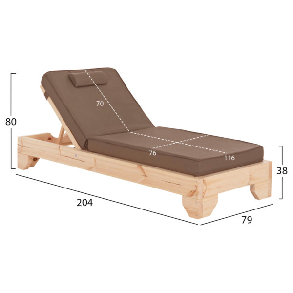 ΞΑΠΛΩΣΤΡΑ ΜΕ ΜΑΞΙΛΑΡΙ ΚΟΡΙΝΟΣ HM10748.11 ΞΥΛΟ ΠΕΥΚΟΥ--TEXTILENE ΜΟΚΑ 79x204x80Υεκ - Image 2