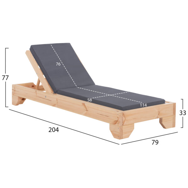 ΞΑΠΛΩΣΤΡΑ ΜΕ ΜΑΞΙΛΑΡΙ ΚΟΡΙΝΟΣ HM10775.30T ΞΥΛΟ ΠΕΥΚΟΥ--TEXTILENE ΓΚΡΙ 79x204x77Υεκ - Image 2