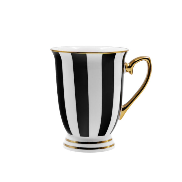 BRITISH ΚΟΥΠΑ 9x9x11cm NEW BONE CHINA ΛΕΥΚΟ ΜΑΥΡΟ ΧΡΥΣΟ 028837 - Image 3