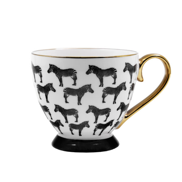 SAFARI ΚΟΥΠΑ 11x11x9cm NEW BONE CHINA ΛΕΥΚΟ ΜΑΥΡΟ ΧΡΥΣΟ 028845 - Image 5