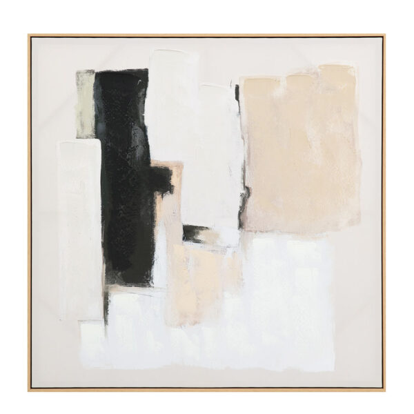 SANS FRONT ΠΙΝΑΚΑΣ ΔΙΑΚΟΣΜΗΤΙΚΟΣ ΜΕ ΚΟΡΝΙΖΑ 100x100x4cm ΚΑΜΒΑΣ ΜΠΕΖ ΛΕΥΚΟ ΜΑΥΡΟ ΞΥΛΟ ΦΥΣΙΚΟ 034235 - Image 3