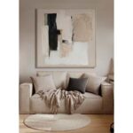 SANS FRONT ΠΙΝΑΚΑΣ ΔΙΑΚΟΣΜΗΤΙΚΟΣ ΜΕ ΚΟΡΝΙΖΑ 100x100x4cm ΚΑΜΒΑΣ ΜΠΕΖ ΛΕΥΚΟ ΜΑΥΡΟ ΞΥΛΟ ΦΥΣΙΚΟ 034235 - Image 4