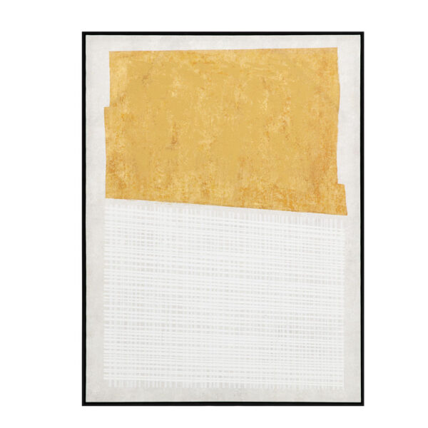 DUE MONDI ΠΙΝΑΚΑΣ ΔΙΑΚΟΣΜΗΤΙΚΟΣ ΜΕ ΚΟΡΝΙΖΑ 90x120x4cm ΚΑΜΒΑΣ ΜΠΕΖ ΜΟΥΣΤΑΡΔΙ ΞΥΛΟ ΜΑΥΡΟ 034238 - Image 6