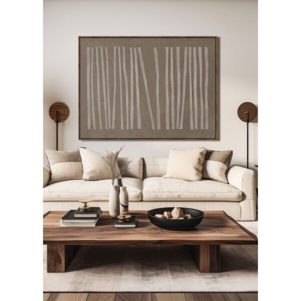 RAYA A ΠΙΝΑΚΑΣ ΔΙΑΚΟΣΜΗΤΙΚΟΣ ΜΕ ΚΟΡΝΙΖΑ 90x120x4cm ΚΑΜΒΑΣ ΚΑΦΕ ΜΠΕΖ ΞΥΛΟ ΦΥΣΙΚΟ 034239 - Image 4