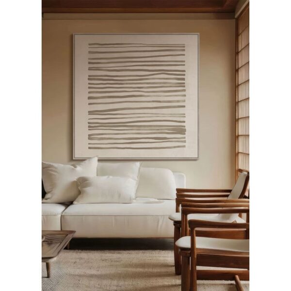 RAYA B ΠΙΝΑΚΑΣ ΔΙΑΚΟΣΜΗΤΙΚΟΣ ΜΕ ΚΟΡΝΙΖΑ 100x100x4cm ΚΑΜΒΑΣ ΜΠΕΖ ΚΑΦΕ ΞΥΛΟ ΦΥΣΙΚΟ 034240 - Image 7