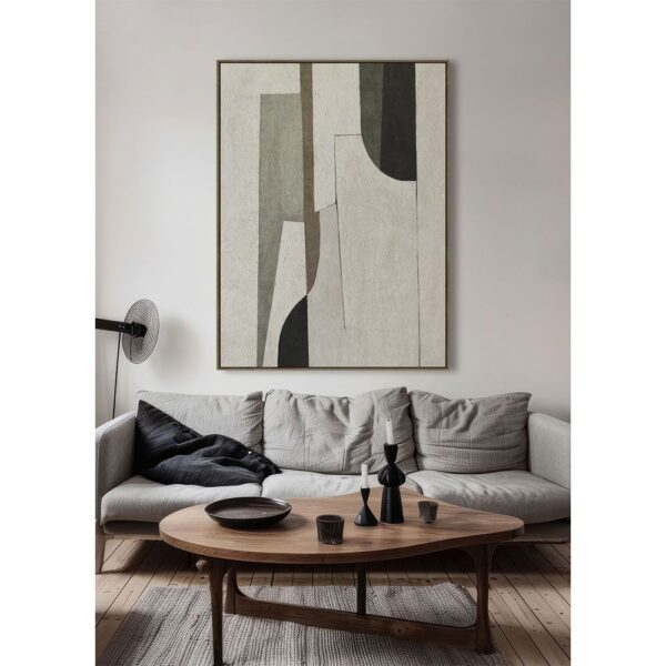 LINEAR ΠΙΝΑΚΑΣ ΔΙΑΚΟΣΜΗΤΙΚΟΣ ΜΕ ΚΟΡΝΙΖΑ 90x120x4cm ΚΑΜΒΑΣ ΜΠΕΖ ΓΚΡΙ ΜΑΥΡΟ ΞΥΛΟ ΦΥΣΙΚΟ 034245 - Image 7