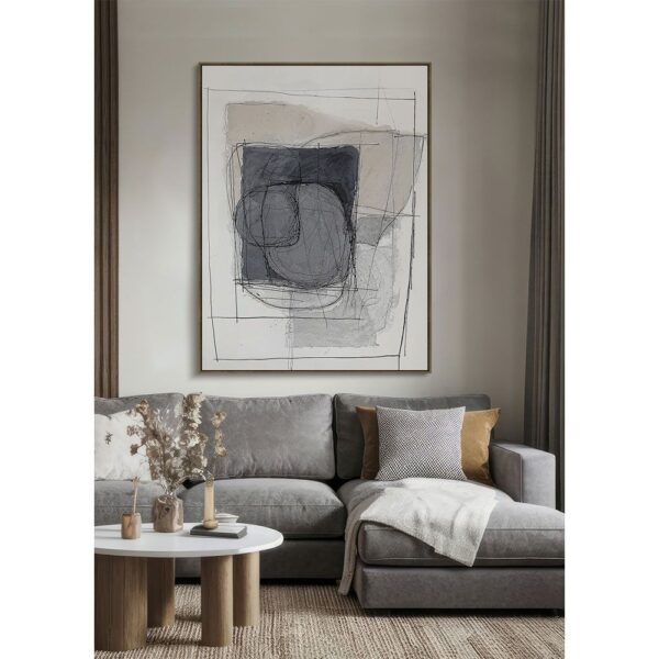 WOMB BEAUTY ΠΙΝΑΚΑΣ ΔΙΑΚΟΣΜΗΤΙΚΟΣ ΜΕ ΚΟΡΝΙΖΑ 90x120x4cm ΚΑΜΒΑΣ ΜΠΛΕ ΣΚΟΥΡΟ ΓΚΡΙ ΜΠΕΖ ΞΥΛΟ ΦΥΣΙΚΟ 034247 - Image 7