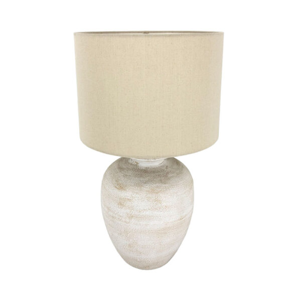 ORILIA ΦΩΤΙΣΤΙΚΟ ΕΠΙΤΡΑΠΕΖΙΟ 35x35x61cm ΜΕΤΑΛΛΟ ΛΕΥΚΟ ΜΠΕΖ ΚΑΜΒΑΣ 034776 - Image 2