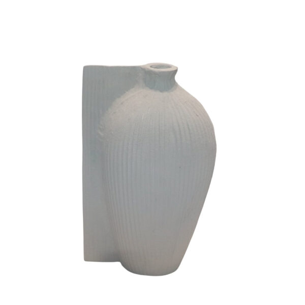 VOLINA ΒΑΖΟ 17x9.5x28cm ΑΛΟΥΜΙΝΙΟ ΛΕΥΚΟ TEXTURED 035189 - Image 2