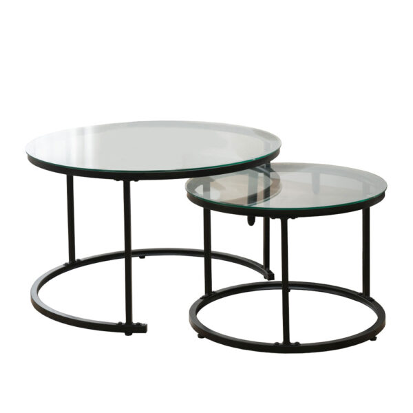 SOLAR COFFEE TABLE SET 2ΤΕΜ ΜΑΥΡΟ 75x75x45 04-0520 - Image 2