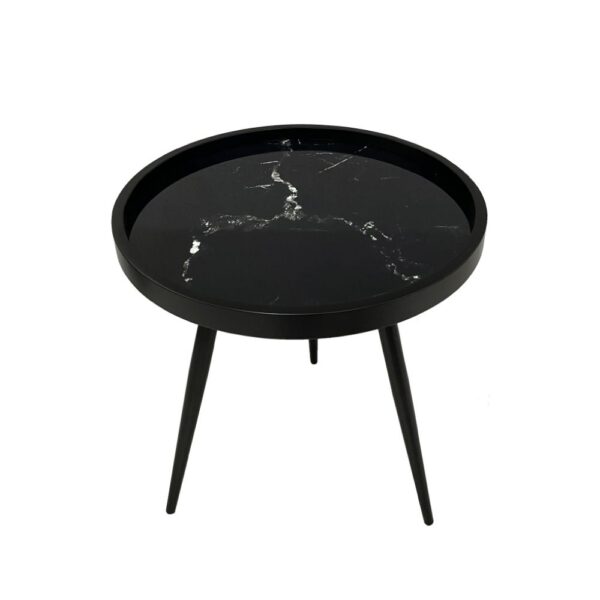 MARM SIDE TABLE ΜΑΥΡΟ ΜΕ PATTERN ΜΑΥΡΟ 49.5x49.5x52 04-0638 - Image 3