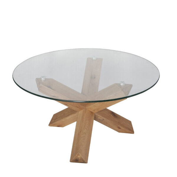 GLASS COFFEE TABLE ΔΙΑΦΑΝΟ OAK 80x80x42 04-0792 - Image 3