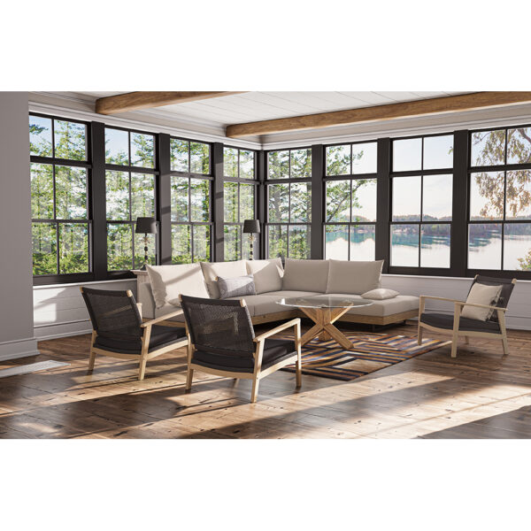 GLASS COFFEE TABLE ΔΙΑΦΑΝΟ OAK 80x80x42 04-0792 - Image 4