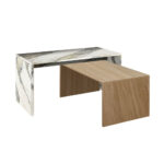 TUNUSIA COFFEE TABLE ARTISAN OAK ΛΕΥΚΟ ΜΕ ΟΨΗ ΜΑΡΜΑΡΟΥ 90x45x45 04-0835 - Image 4