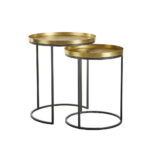 TOTALE SIDE TABLE SET 2ΤΕΜ BRASS ANTIQUE ΜΑΥΡΟ 49x49x56 04-0878 - Image 5