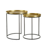 TOTALE SIDE TABLE SET 2ΤΕΜ BRASS ANTIQUE ΜΑΥΡΟ 49x49x56 04-0878 - Image 8