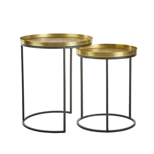 TOTALE SIDE TABLE SET 2ΤΕΜ BRASS ANTIQUE ΜΑΥΡΟ 49x49x56 04-0878 - Image 8