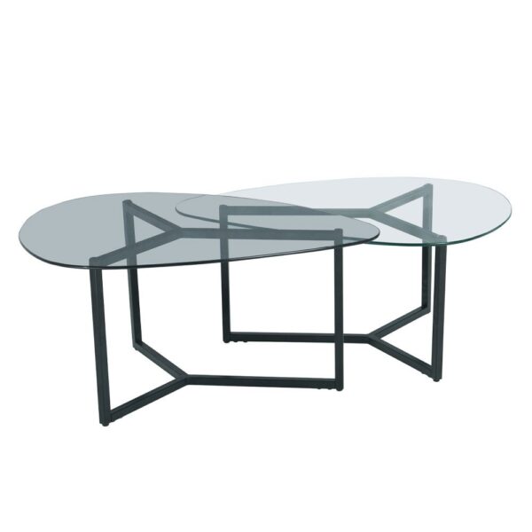 ROCKS COFFEE TABLE SET 2ΤΕΜ ΔΙΑΦΑΝΟ FUME ΜΑΥΡΟ 82x59x40 04-0915 - Image 6