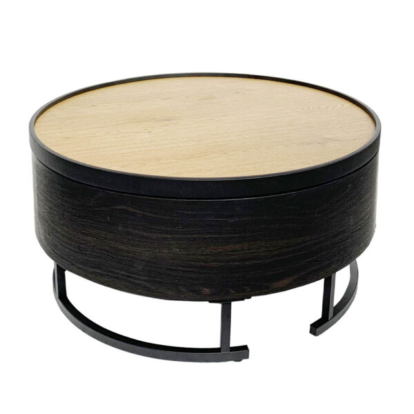 BARREL COFFEE TABLE ΜΕ ΑΠΟΘ/ΚΟ ΧΩΡΟ ΜΑΥΡΟ ΦΥΣΙΚΟ ΜΑΥΡΟ 80x80x39.5cm 04-0962 - Image 4