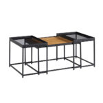 HARMONICA COFFEE TABLE SET 3ΤΕΜ ΦΥΣΙΚΟ ΦΙΜΕ ΜΑΥΡΟ 75x55x44 04-0972 - Image 6