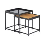 HARMONICA SIDE TABLE SET 2ΤΕΜ ΦΥΣΙΚΟ ΦΙΜΕ ΜΑΥΡΟ 50x50x49 04-0973 - Image 5