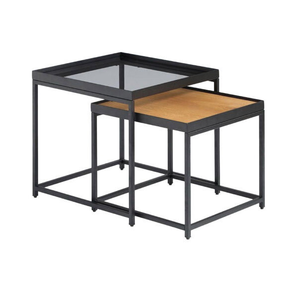 HARMONICA SIDE TABLE SET 2ΤΕΜ ΦΥΣΙΚΟ ΦΙΜΕ ΜΑΥΡΟ 50x50x49 04-0973 - Image 5