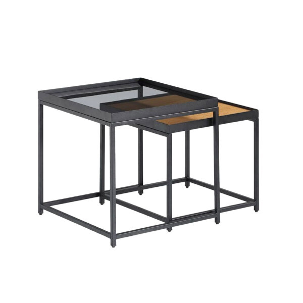 HARMONICA SIDE TABLE SET 2ΤΕΜ ΦΥΣΙΚΟ ΦΙΜΕ ΜΑΥΡΟ 50x50x49 04-0973 - Image 7