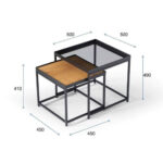 HARMONICA SIDE TABLE SET 2ΤΕΜ ΦΥΣΙΚΟ ΦΙΜΕ ΜΑΥΡΟ 50x50x49 04-0973 - Image 8